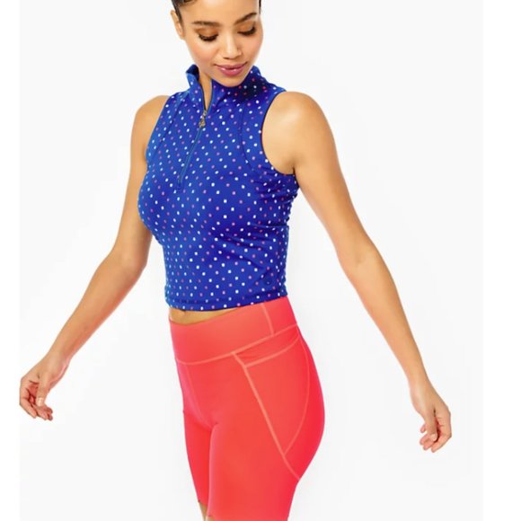 Lilly Pulitzer UPF 50+ Luxletic Callie Half-Zip borealis blue Lilly squared Med - Picture 3 of 12